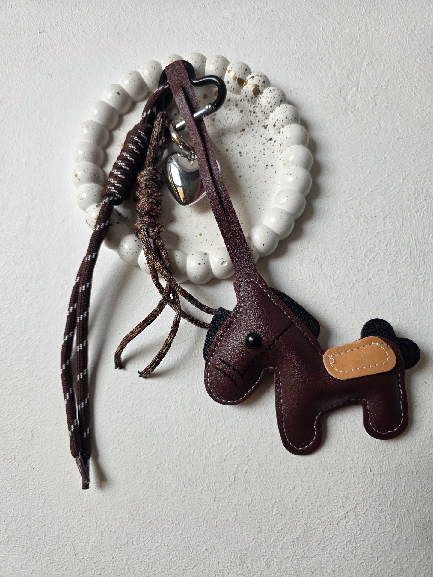Leather Horse Charm Keychain