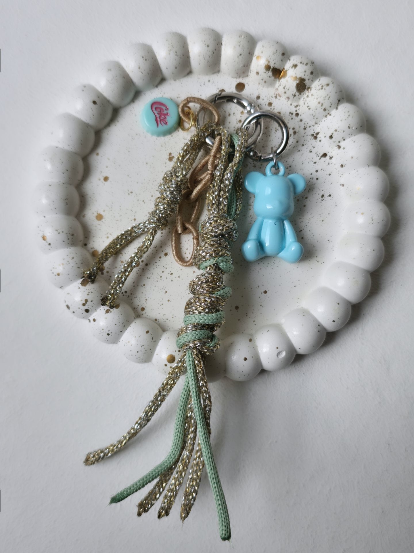 Blue Bear Charm Wristlet Keychain