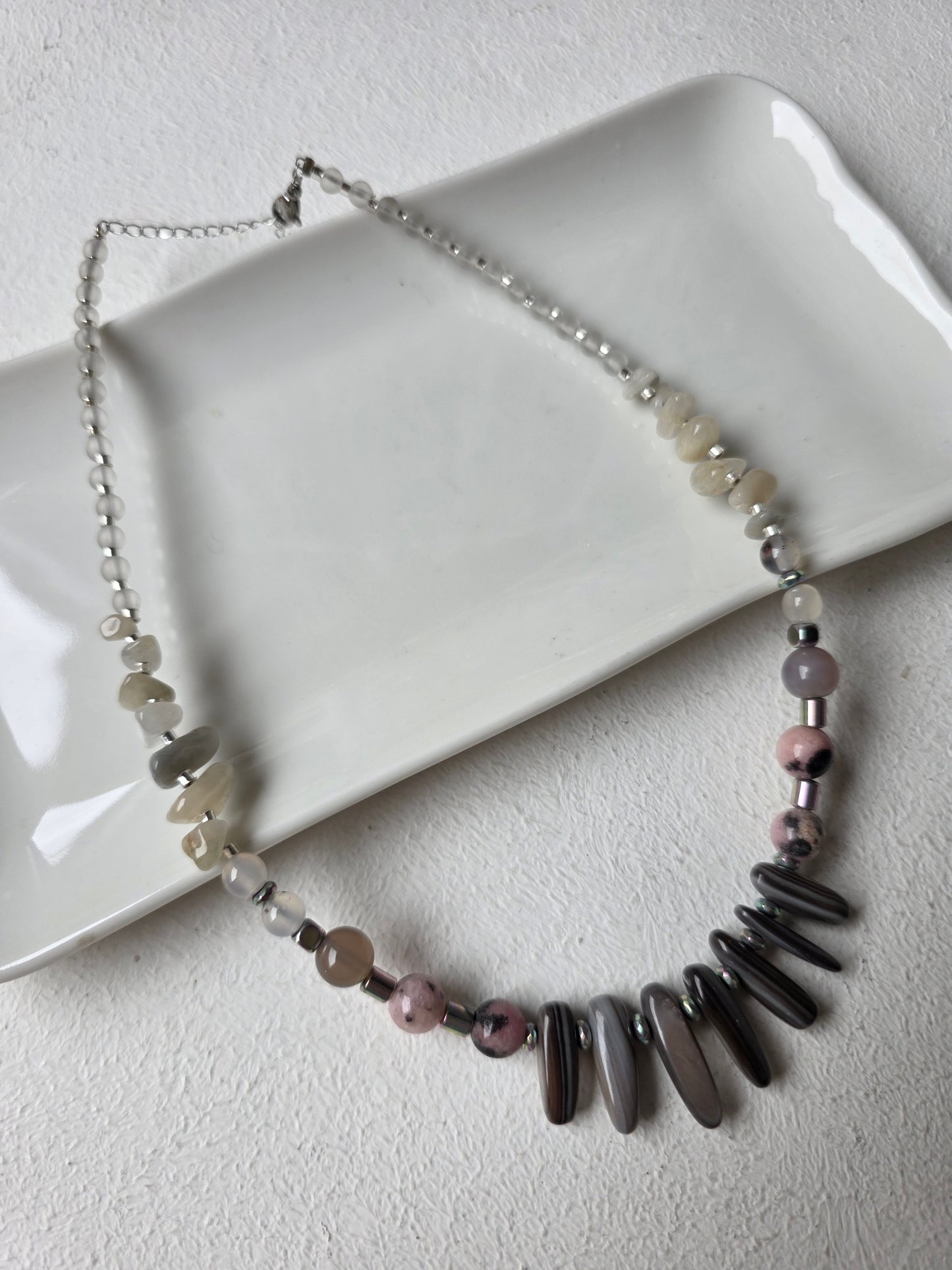Hematite & Rhodonite Statement Necklace