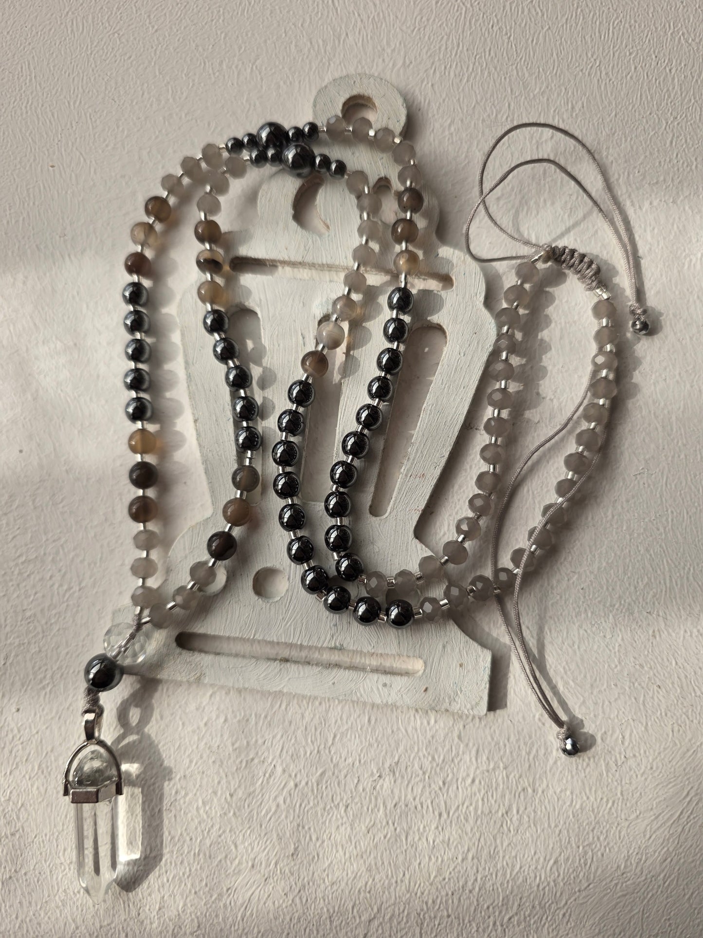 Ramadan Prayer Beads Set - Black White Crystal Elegance