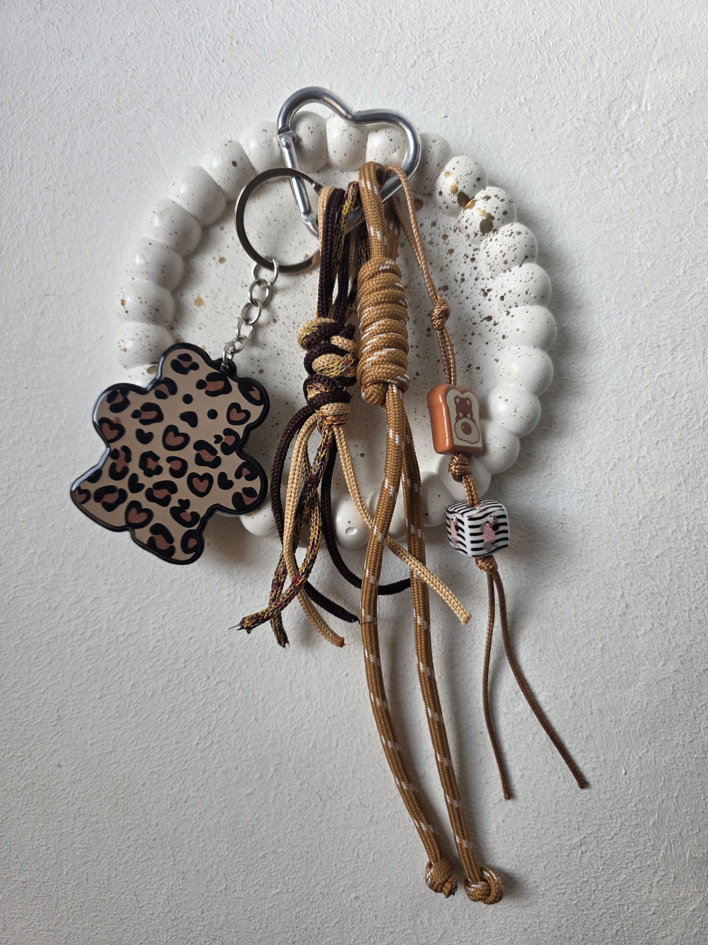 Leopard Flower Charm Keychain