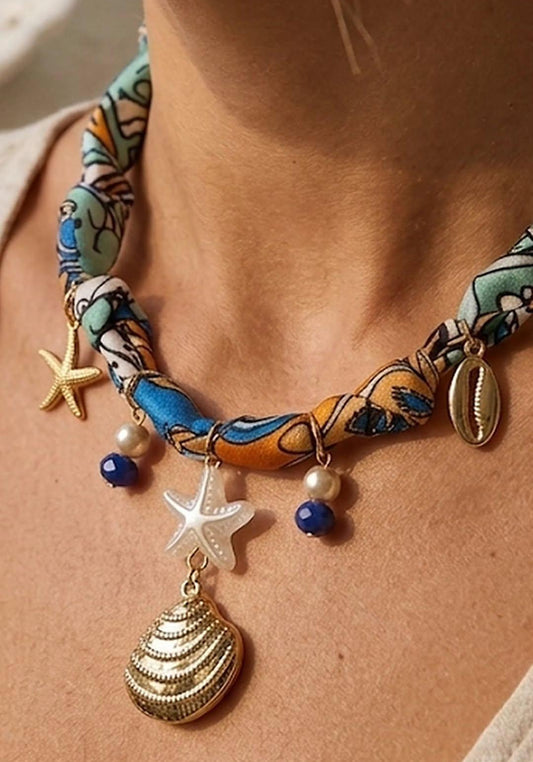 An Ocean Charm Fabric Necklace