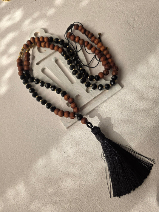 Ramadan Prayer Beads Set - Black Brown Tassel Collection