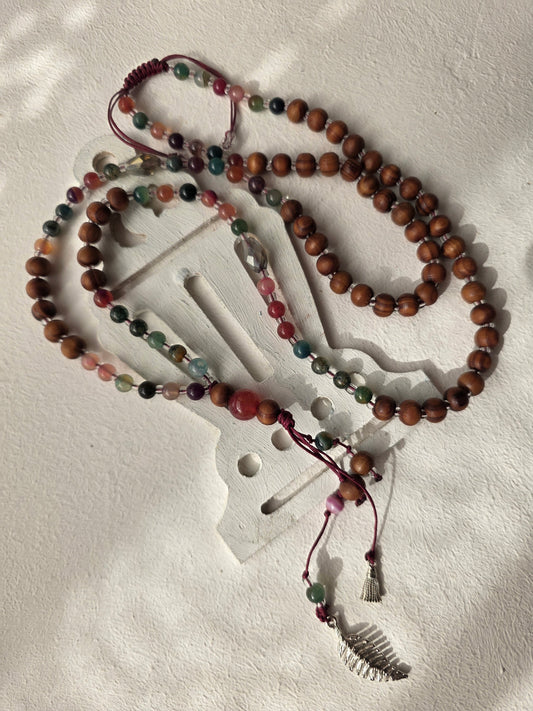 Ramadan Prayer Beads Set - Multi-Color Silver Feather