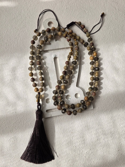 Ramadan Prayer Beads Set - Earth Tones Brown Tassel