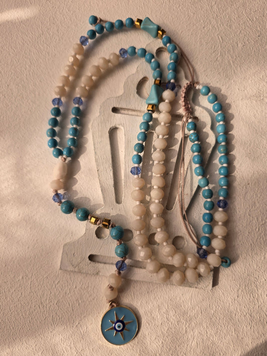 Ramadan Prayer Beads Set - Turquoise Evil Eye Protection